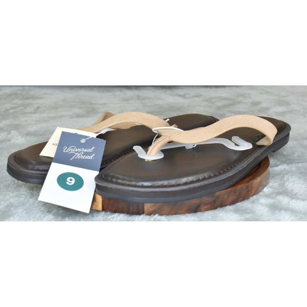 Universal Thread Sherry Women Size 9 Tan Slip In Memory Foam Flip Flops New